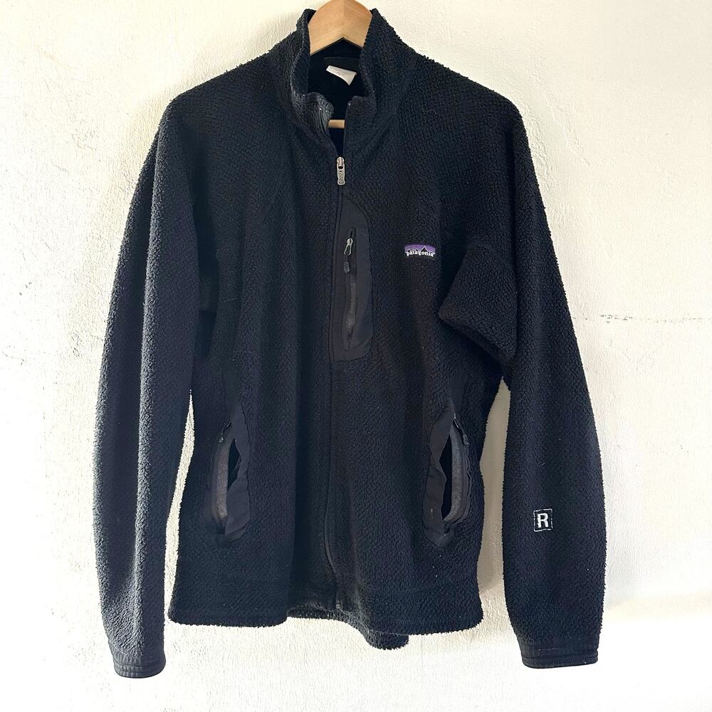 Patagonia R1 Regulator Full Zip Fleece Sweater Black Men's Size Large **Flaws